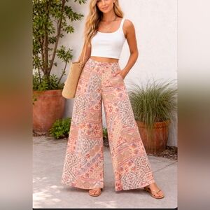 Free People Multicolor Boho Wide-Leg Pants